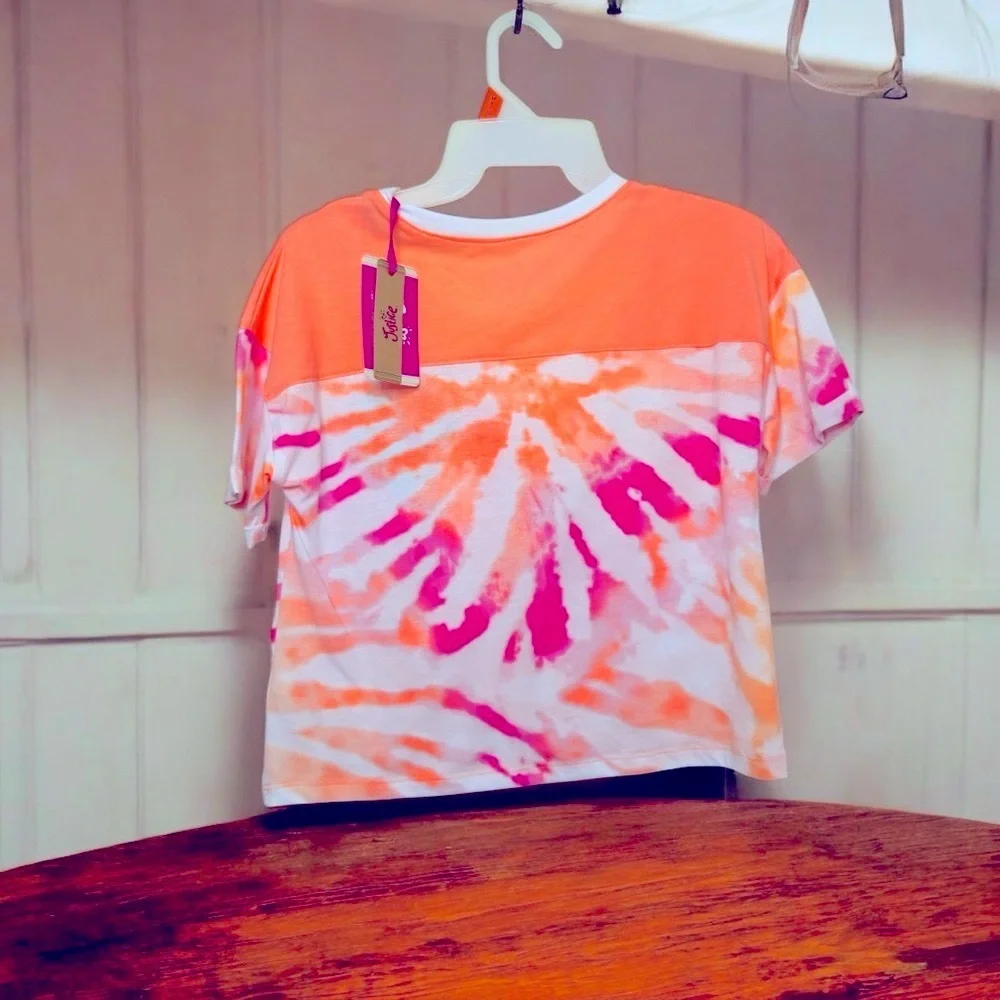 Justice Orange Pink Tie-Dye Short Sleeve Tee